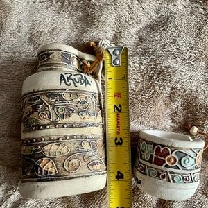 “ARUBA” signed TAWADI Clay Pottery, Beautifully hand- painted sand colored.